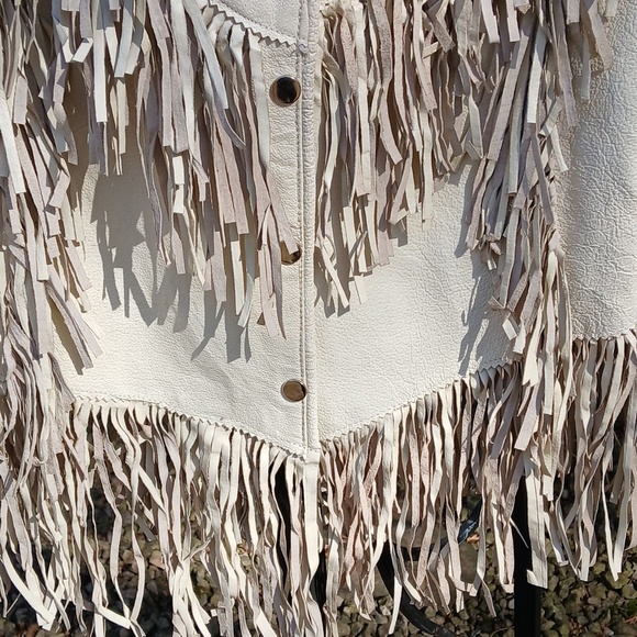 USA BIKERS DREAM APPAREL LEATHER FRINGE JACKET sz M/L - Picture 6 of 14